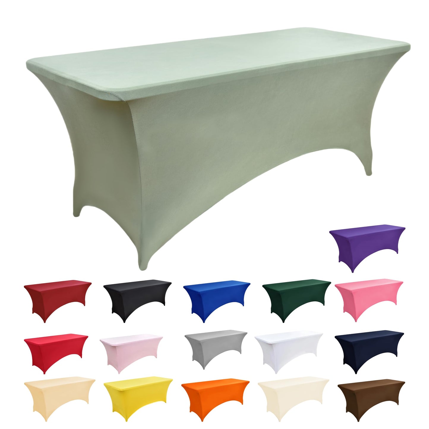 ZarzaaSik 122 6-Pack 6ft Spandex Table Covers for Rectangle Standard Folding Tables - Wrinkle Resistant Stretch Tablecloths - Ultimate Fitted Table Protector for Parties, Banquet, and Wedding
