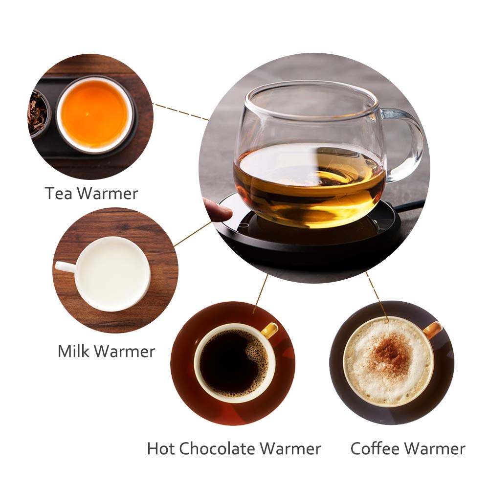 KRGMNHR Coffee Mug Warmer Set, Smart Coffee Warmer for Desk Auto Shut Off, Cup Warmer for Office Home Use, 2 Temperature Control Heated, 13.5 oz Flat Bottom Coffee Mug, Gifts for Men, Matte Black