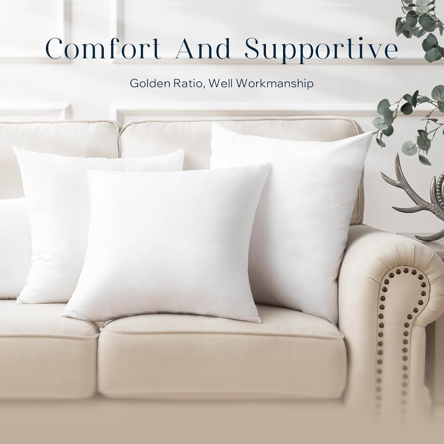 Phantoscope Premium Outdoor Pillow Inserts - Water Resistant Decorative Throw Pillows | 12 x 20 Inches, Pack of 2