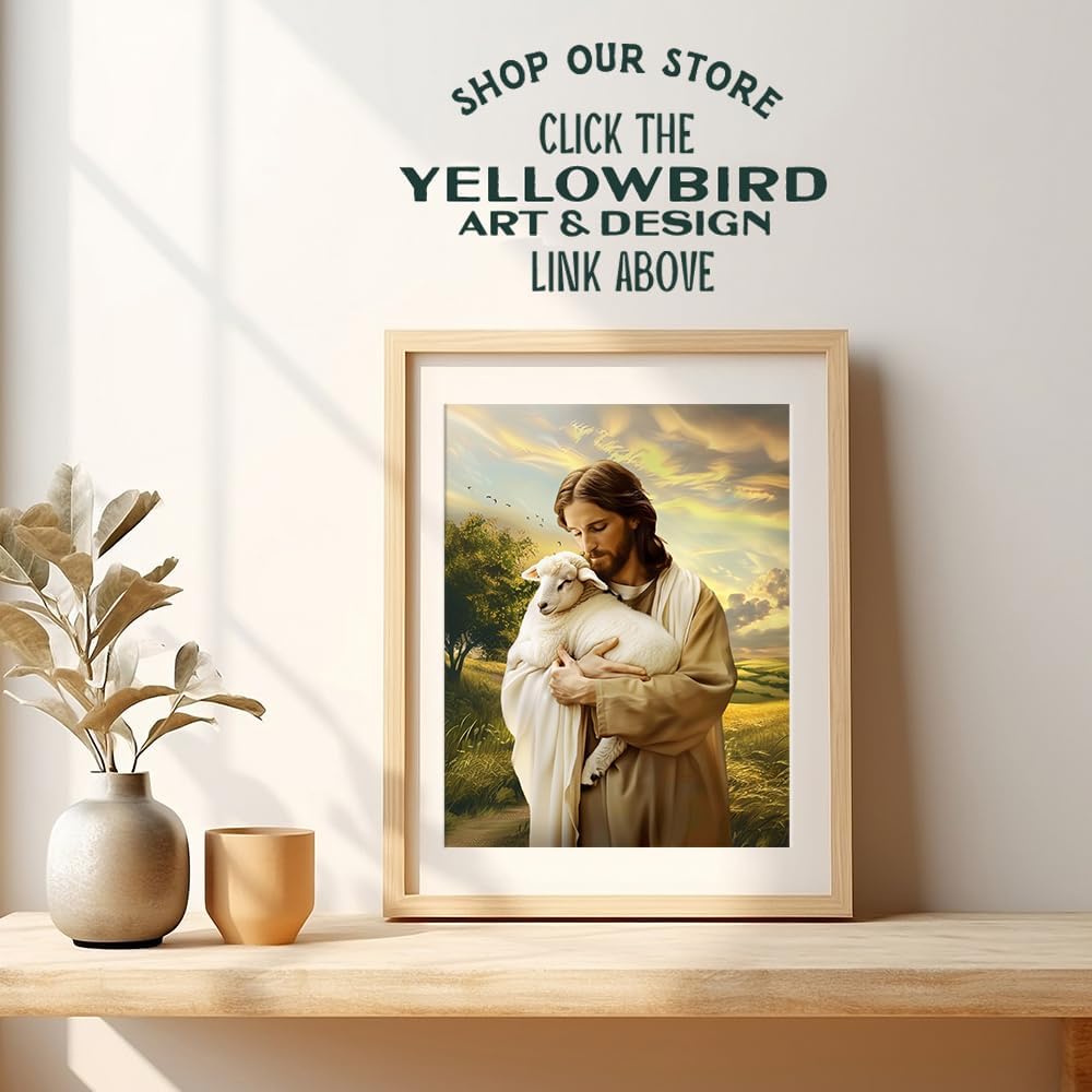 Skiennix Religious Wall Decor - Lamb of God Jesus Artwork for Farmhouse Home | Catholic Wall Art