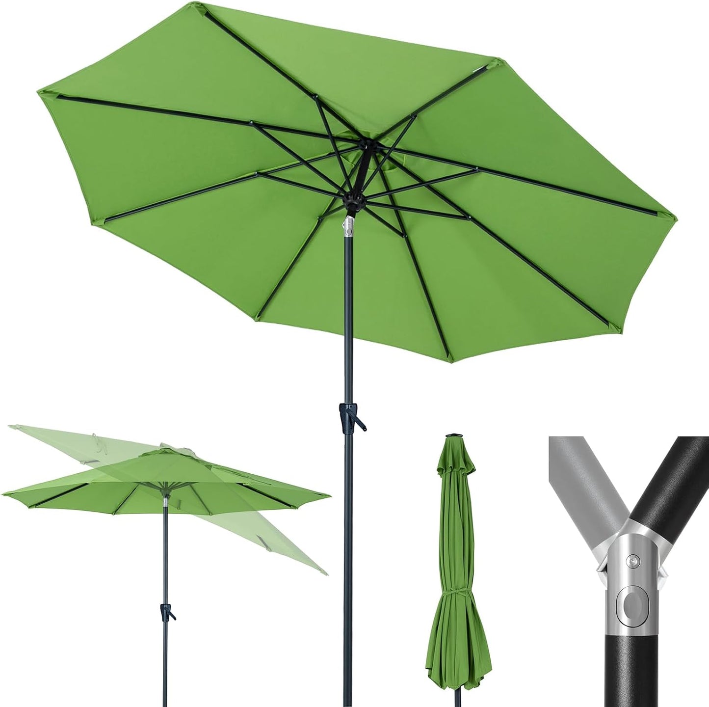 Tempera Outdoor Patio Umbrella - Large Sunshade with Push Button Tilt & Crank, Fade Resistant Canopy