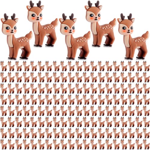 Chunful 100 Pcs Christmas Mini Reindeer Figurines Cute Holiday Deer Decorations