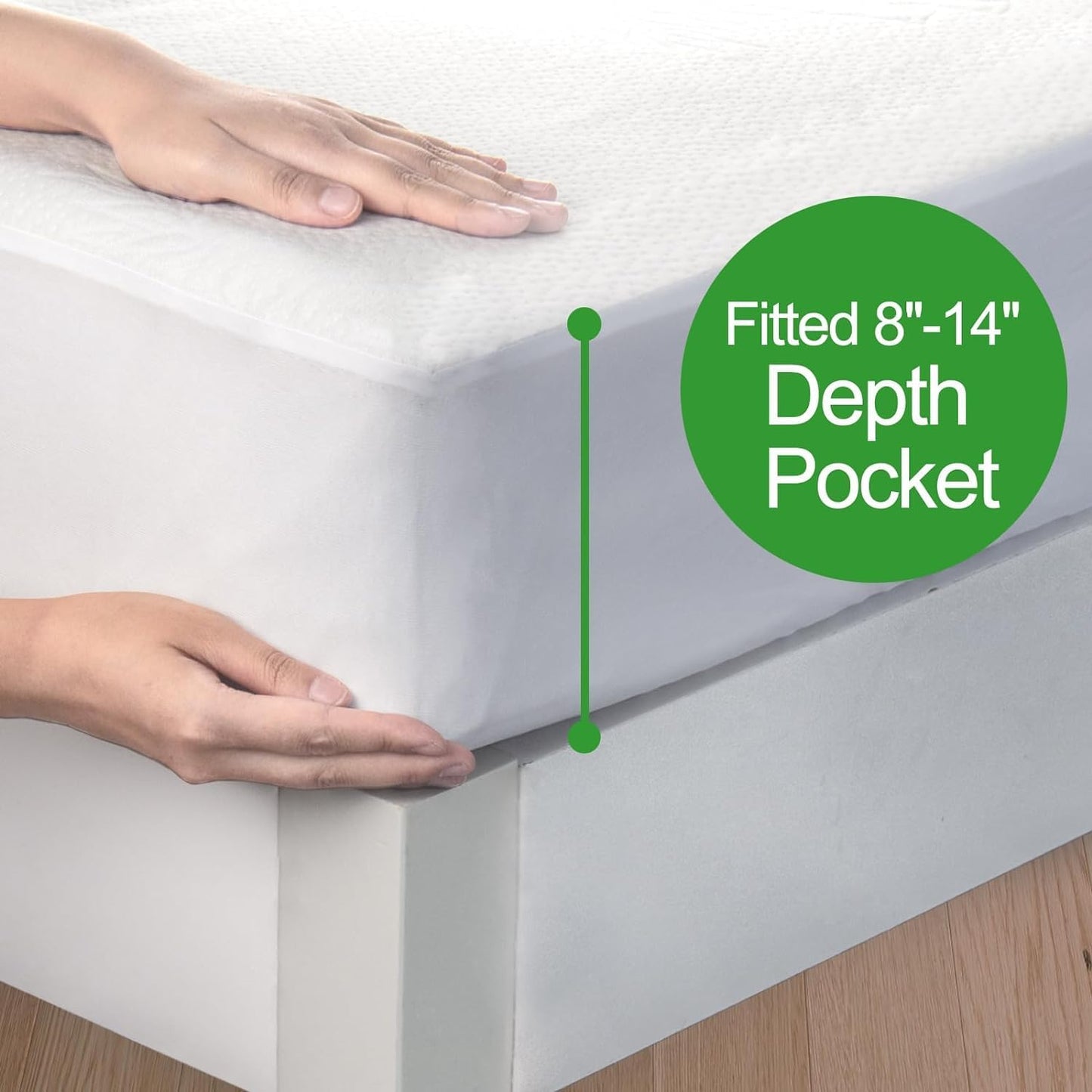 Skiennix Twin Mattress Protector - Waterproof Cooling Pad Made from Bamboo | 14" Deluxe Noiseless Topper, Machine Washable