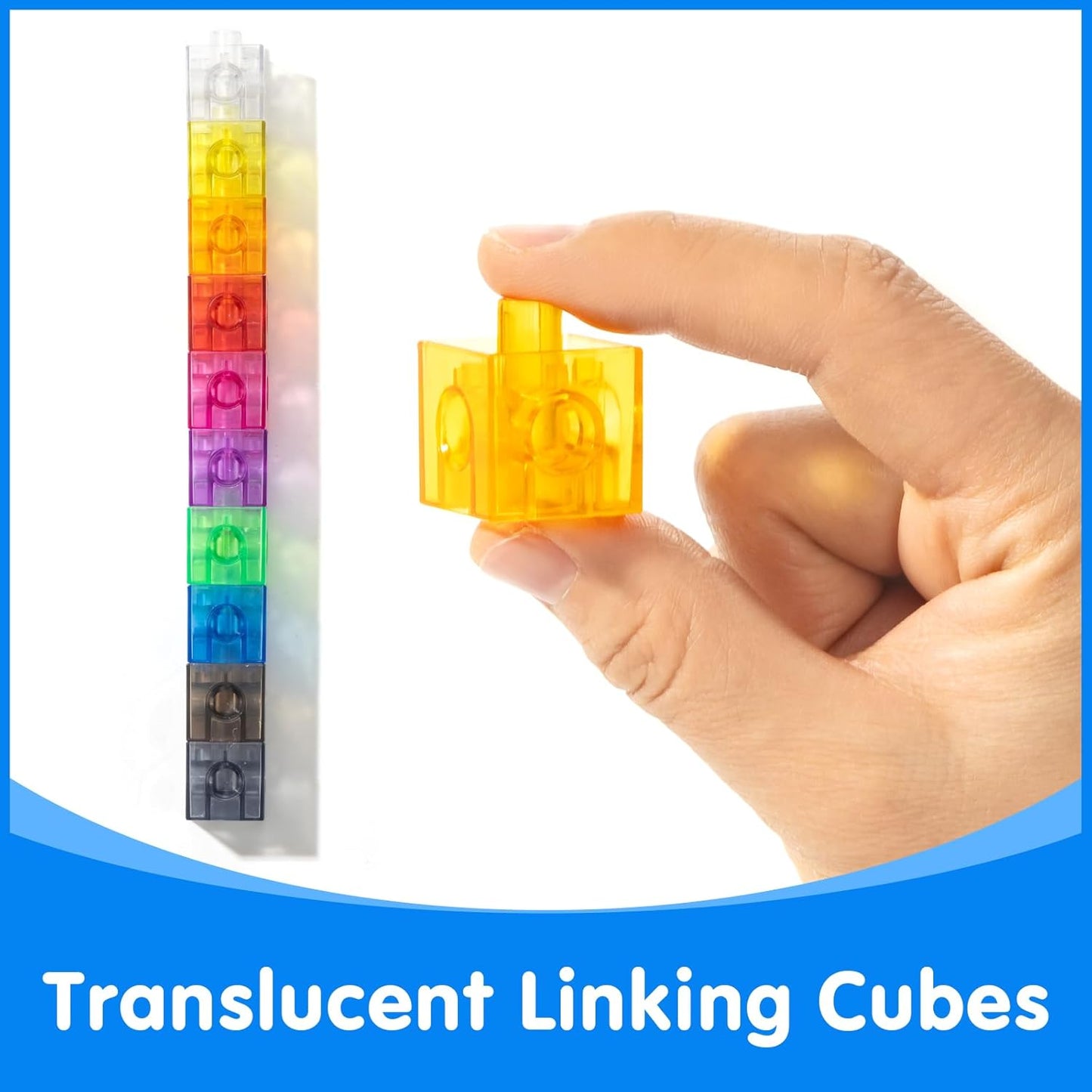 Skiennix Translucent Linking Cubes - Engaging Math Toy for Early Learning & Creative Play