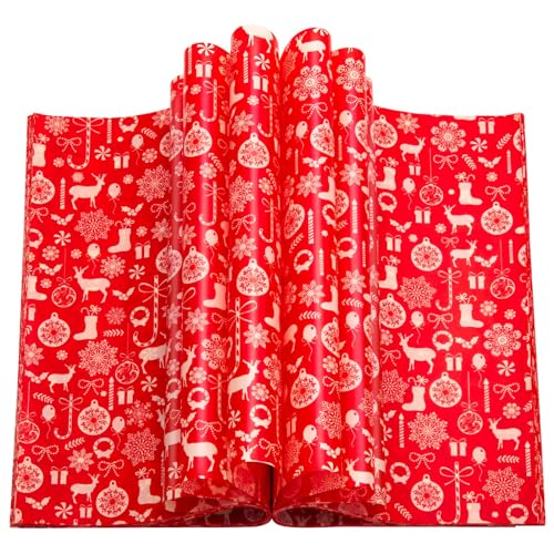 Christmas Wax Paper Sheets Red Snowflakes 100 Pcs Holiday Food Wraps