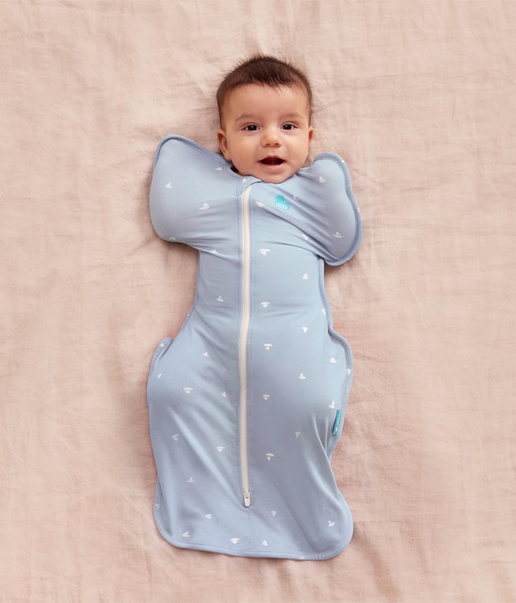 Love To Dream Swaddle Up | Soft Bamboo Fabric Wearable Blanket | Arms Up Design, Medium 8-13 lbs, Boats Mist