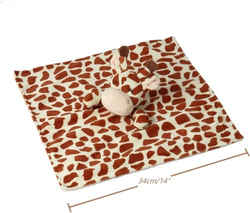 CREVENT Soft Plush Animal Face Security Blanket - Adorable Brown Giraffe for Boys & Girls, Perfect Gift for Birthdays & Baby Showers