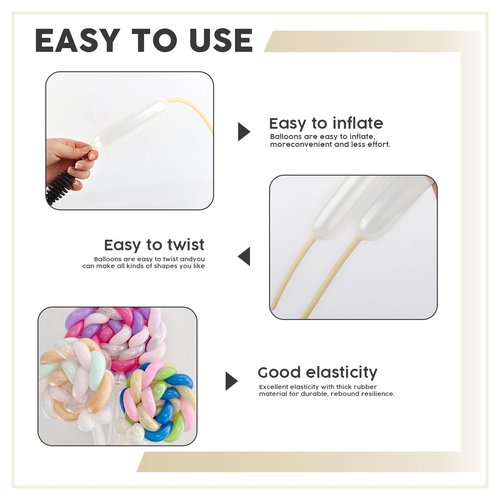 Clear 260 Balloons, 100Pcs Long Balloons for Building Balloon Arches, Skinny Latex Balloon for Animal Garland Modeling & Kid's Birthday Party Decorations