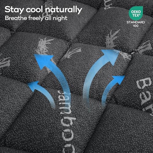 OLANLY Queen Bamboo Viscose Cooling Mattress Topper Dark Gray