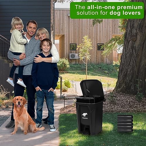 Uppcasir Black Outdoor Dog Poop Trash Can 20L with Lid & Bags - Waterproof