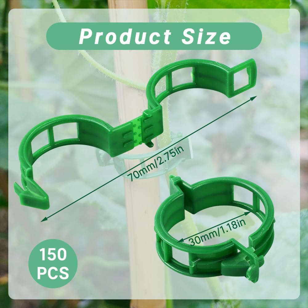 Secured Plastic Plant Clip - Reusable Support Clips for Climbing Plants & Vegetables (50 Pack, Green)