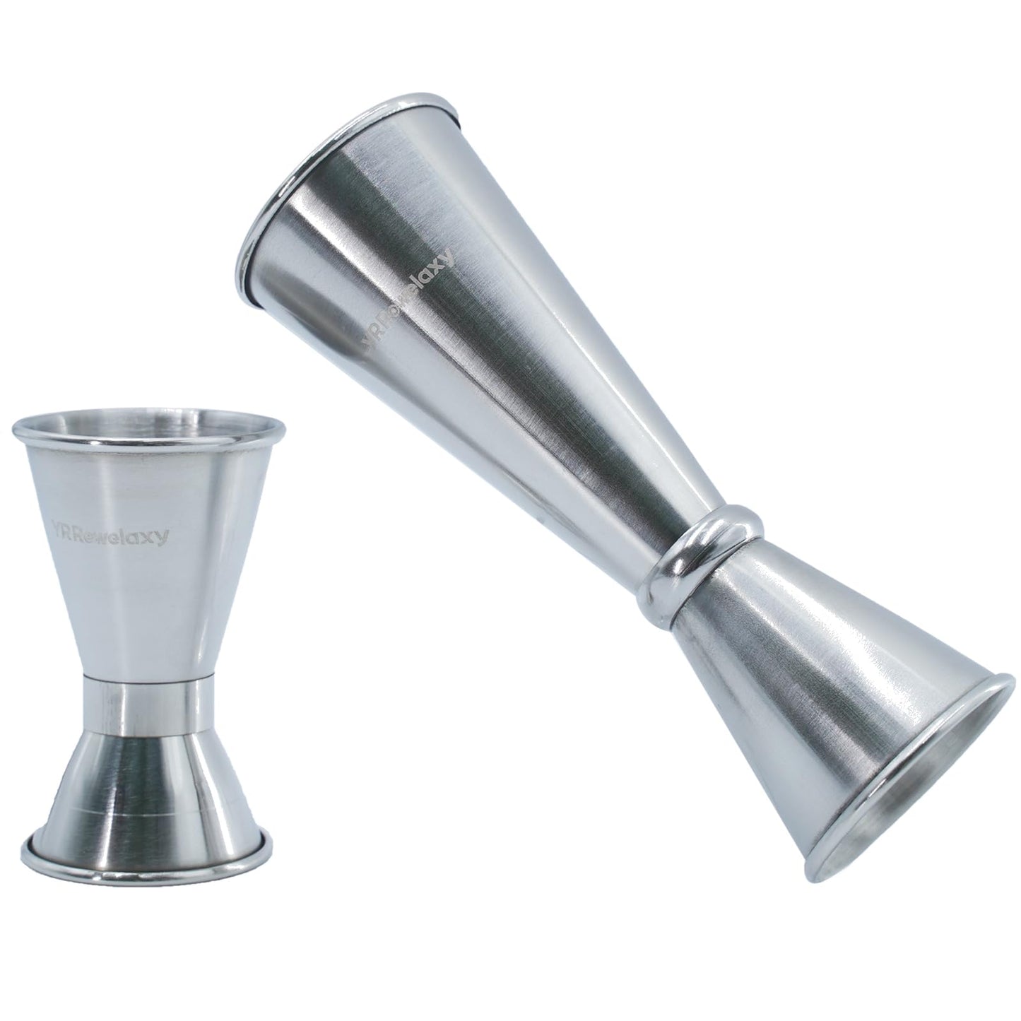 YR Rowelaxy cocktail jigger，double-sided jigs made of stainless steel, 1 oz&1/2 oz （2PCS） Precise Bartender Tool for Cocktail Shaker Sets,jigger for bartending, Home Bars & Mixology