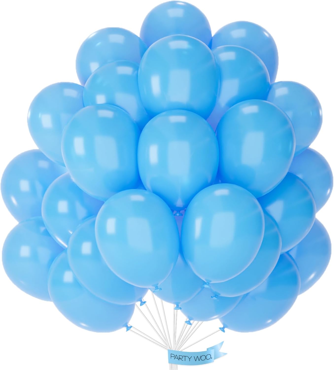 PartyWoo Light Blue Balloons - 50pcs 12 Inch Pastel Latex Helium Balloons for Baby Showers & Parties