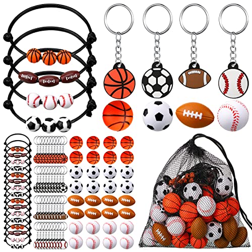 Sports Party Favors Set - Multiple Ball Bracelets Keychains Stress Balls - Multiple Ball Variation