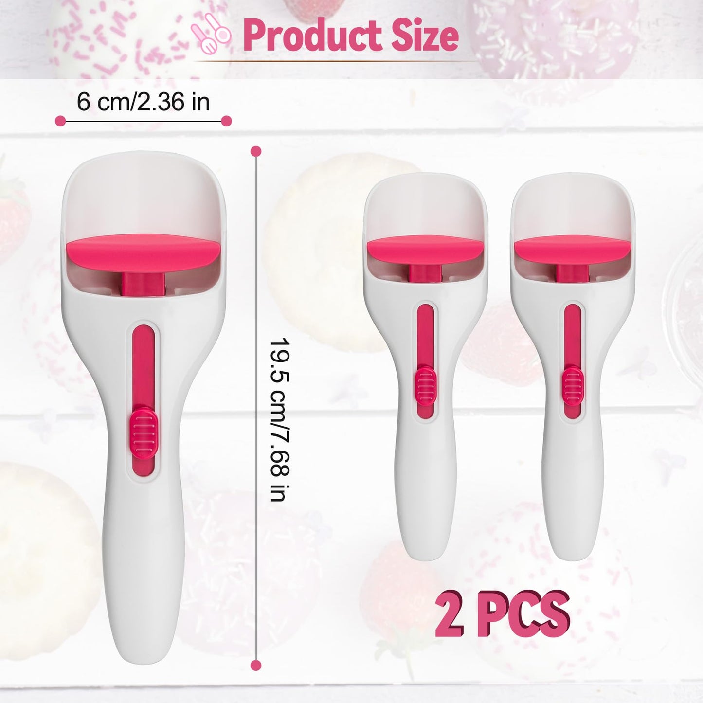 Sykexonm 2PCS Cupcake Batter Scoop, One Click Sliding Button Cake Cream Spatulas for Elegant Baking, Pastry & Cake Decorating, ABS and TPE Material