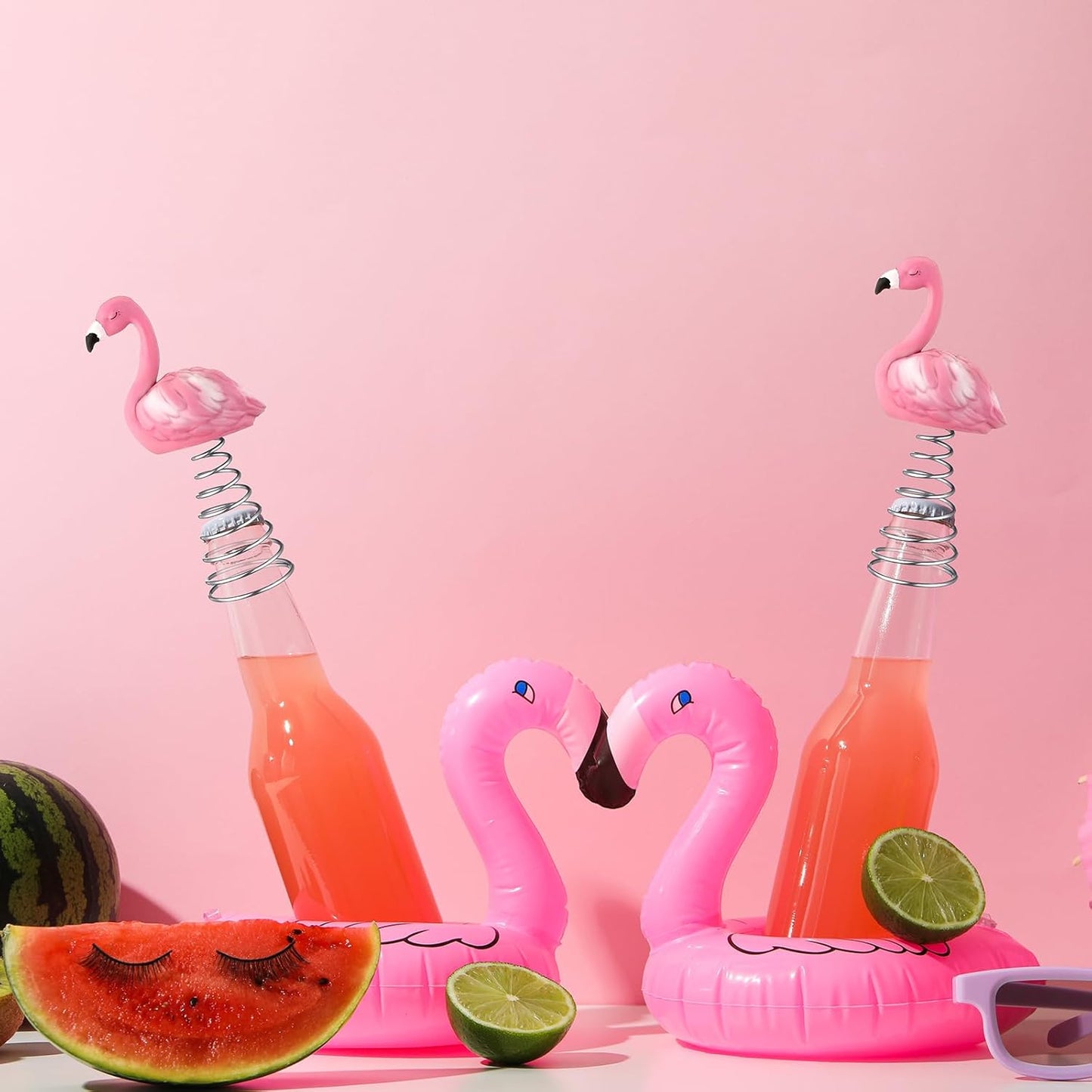 Queekay Mini Flamingo Ornament - 4 Inch Pink Tropical Tree Topper for Summer Parties & Weddings
