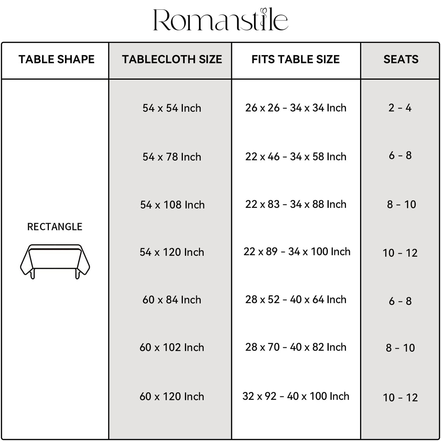 Romanstile 100% Waterproof PVC Tablecloth Rectangle, Outdoor Oil Spill Proof Stain Resistant Vinyl Table Cloth, Wipe Clean Plastic Table Covers for Kitchen/Dining/Parties - 54 x 78 Inch, Light Grey