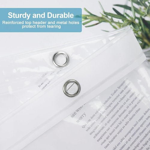 EurCross Clear Shower Curtain Liner - Waterproof 90-Inch Extra Long with 5 Magnetic Weights & Hooks