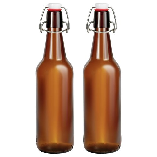 JOBVERT 2 Pack Amber Glass Beer Bottles, 16oz Swing Top Glass Bottles with Airtight Lid for Home Brewing,Kombucha, Vanilla Extract, Coquito, Vinegar, Beer