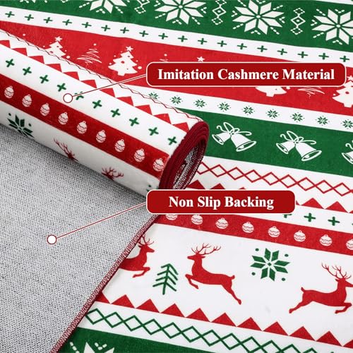 U'artlines Christmas Runner Rug 2 x 6 ft Colorful Tree & Deer Bell - washable