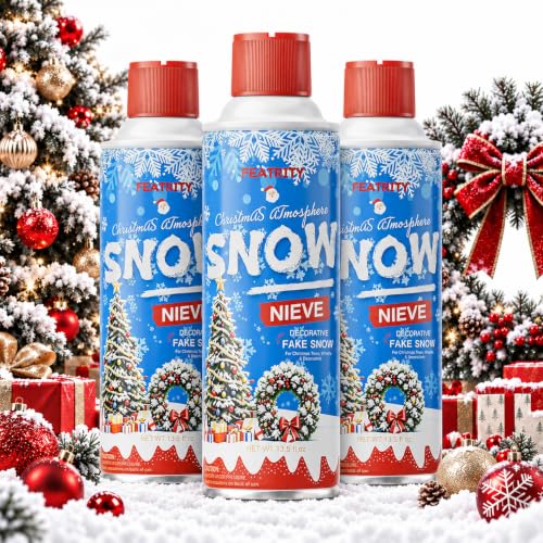 FEATRITY Fake Snow Spray Christmas Snowflake Effect 13.5 Fl Oz Pack of 3