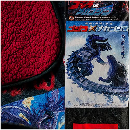 Godzilla Movie Poster Plush Throw Blanket - Oversized Cozy Fleece Cover 76x54 Inches