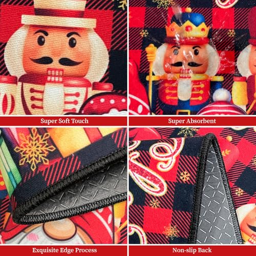 ACZHHZC Merry Christmas Nutcracker Kitchen Rugs Set of 2 17x47 and 17x30 Non-Slip Washable