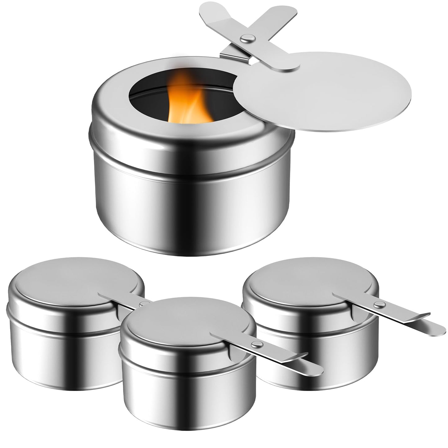 Fasmov 8 Pack Chafing Fuel Holder, Stainless Steel Fuel Holders with Safety Cover, Canned Heat Holder for Chafing Dish, Canned Heat Box Holder for Buffet Barbecue Parties Chafing Dish Buffet