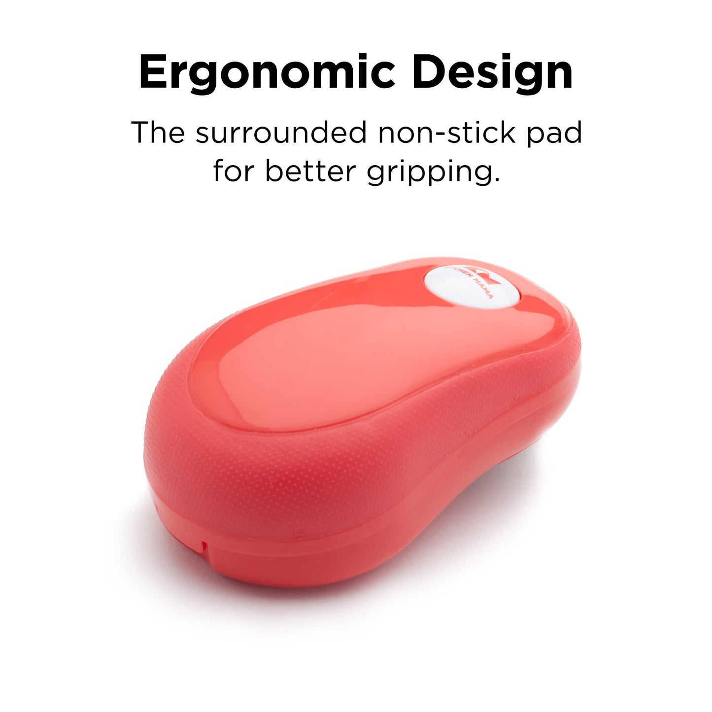 Kitchen Mama One Touch Electric Can Opener: Effortlessly Opens Cans with a Single Button Press, Auto-Stop Feature, Ergonomic Design, Smooth Edge, Food-Safe, Battery Powered (Red)