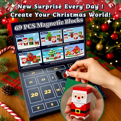 Christmas Farm Magnetic Advent Calendar 2026 with 69 Puzzle Blocks for Kids