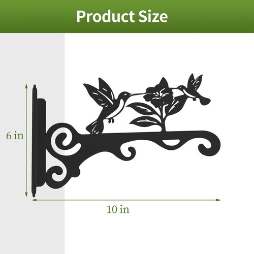 Elegant Bird Pattern Wall Hooks | Rust-Resistant Metal Plant Hangers - 10 Inch for Indoor & Outdoor Use