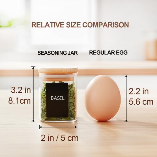 ComSaf Spice Jars - 16 Pack 4oz Glass Containers with Bamboo Lids & 54 Labels | Perfect for Kitchen Organization