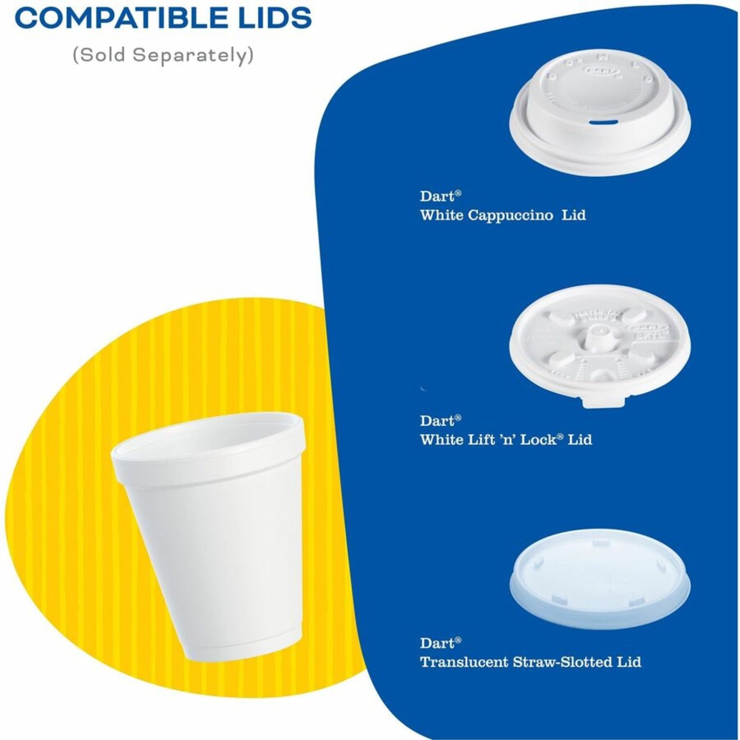 Dart 10J10 Foam Drink Cups, 10oz, White, 25 per Bag (Case of 40 Bags)