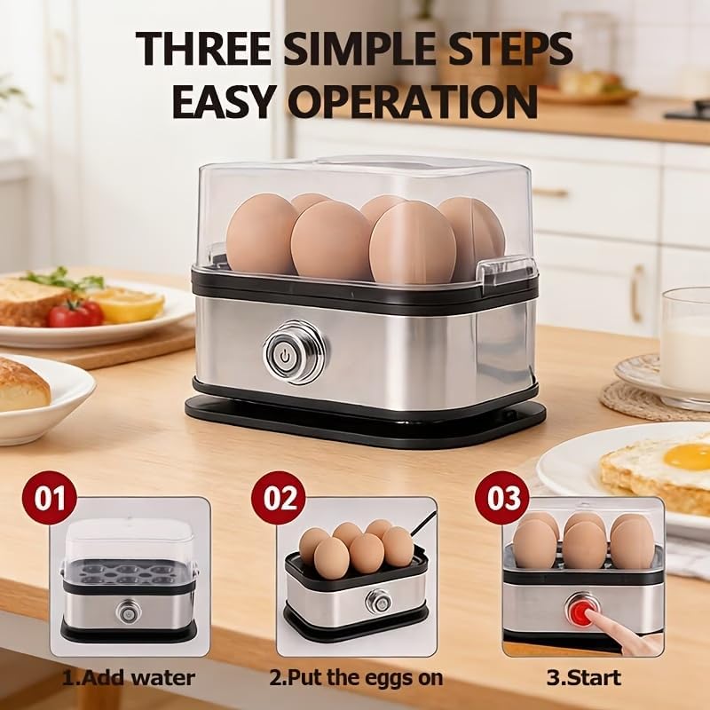 Rapid Egg Cooker - Electric 6-Egg Capacity | Soft, Medium, Hard Boiled & Poached Eggs, Auto Shut-Off, BPA Free