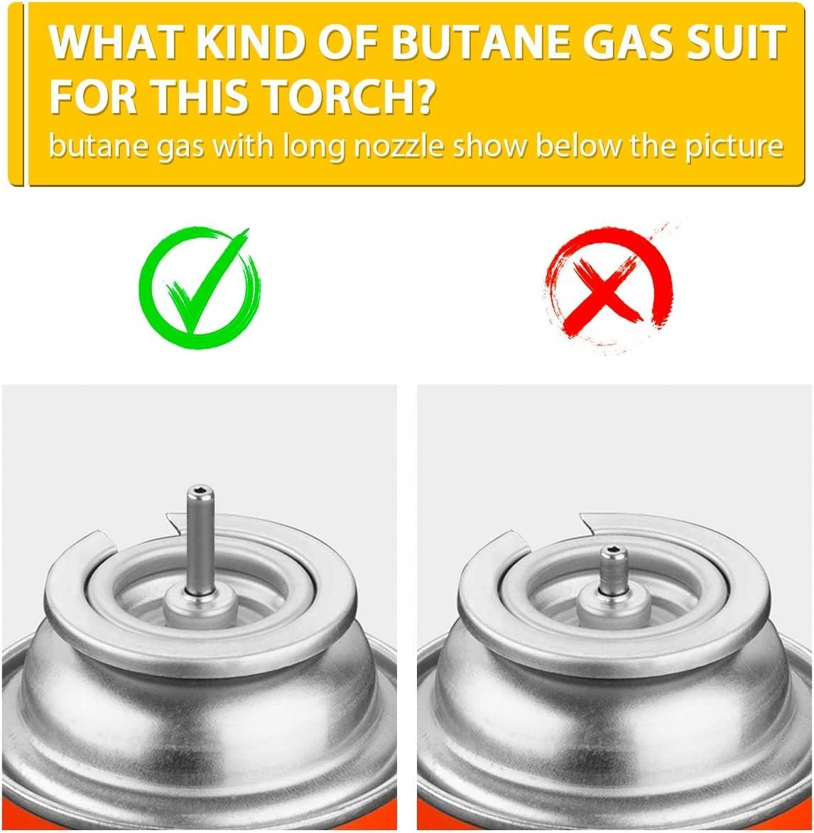 TBTeek Butane Torch with Fuel Gauge T907, One-hand Operation Kitchen Torch Lighter with Adjustable Flame for BBQ, Baking, Brulee Creme, Crafts and Soldering(Butane Gas Not Included)