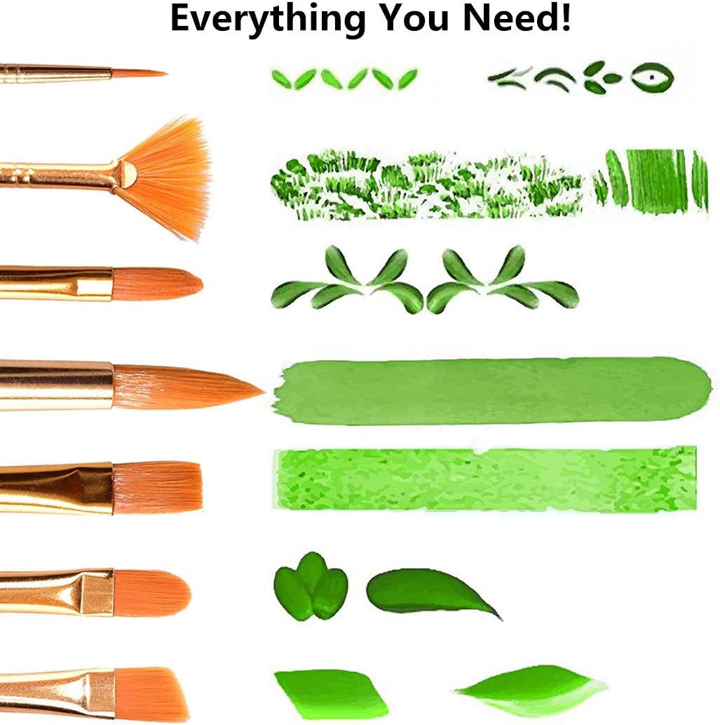 Skiennix 18-Pack Oil Paint Brush Set | Professional Acrylic Brushes with Organizer & Mixing Knife - 15 Sizes