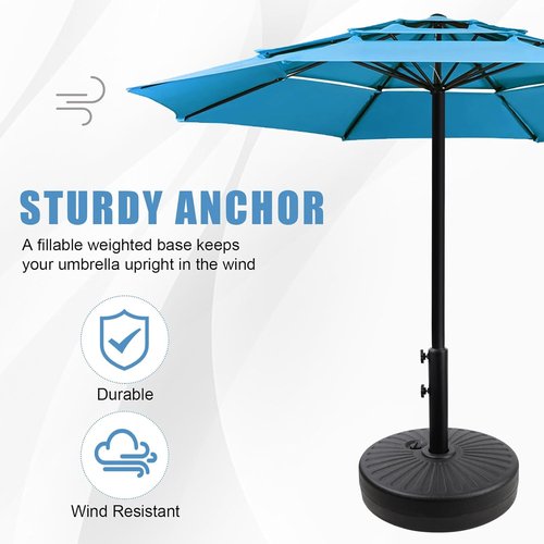 Heavy Duty Umbrella Base Stand by [Brand Name] - Steel Holder, Fillable with Water/Sand, 50lbs Capacity, 20inch | Black