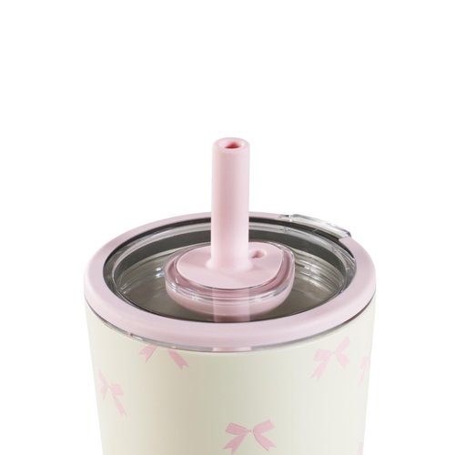 HydroJug Everyday Tumbler 14 oz – Ceramic-Lined Insulated Tumbler with Straw and Soft-Touch Lid, Cup Holder Friendly, Double-Wall Vacuum Insulation, Reusable Travel Cup – Bows