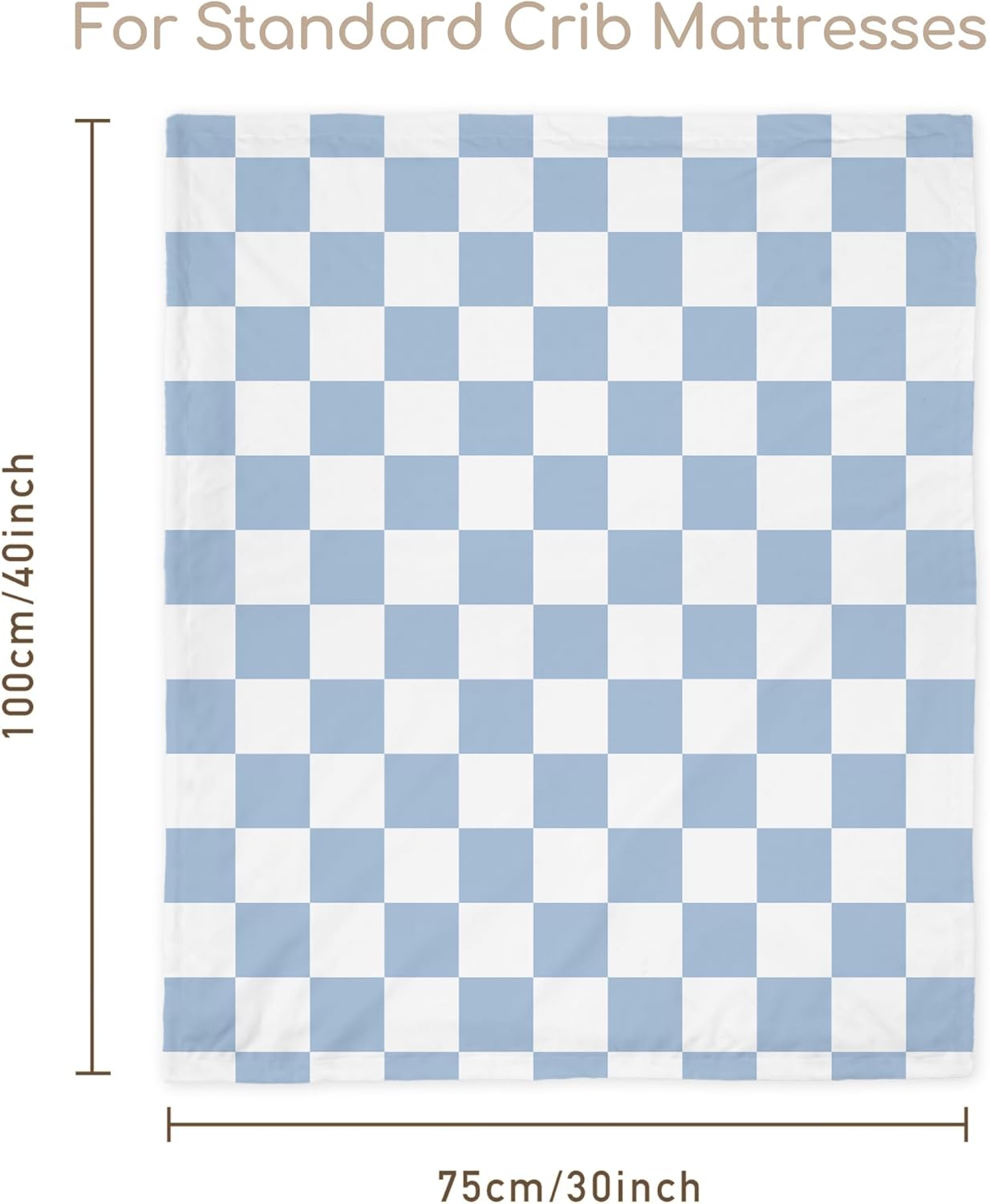 Skiennix Checkered Baby Blanket - Cozy Minky Nursery Blanket for Newborns & Toddlers | 30x40 Inches, Blue