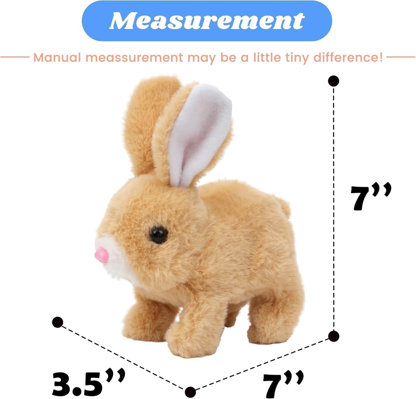 Realistic Bunny Toy - Interactive Plush Rabbit with Sounds & Movements | Animated Walking, Wiggle Ears, Twitch Nose - Easter Gift for Kids (Brown & White)