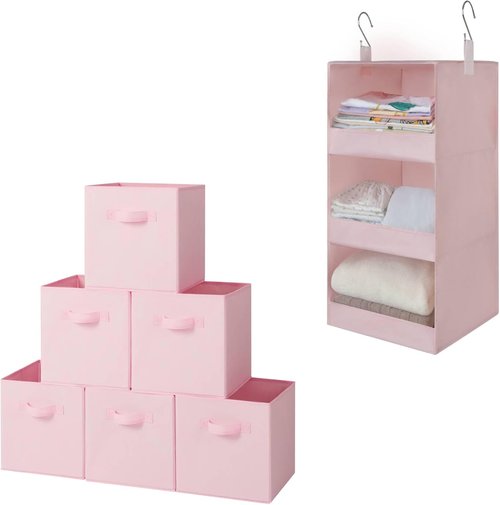GRANNY SAYS Cube Storage Bins Set - 6-Pack with Hanging Organizer for Efficient Space Saving