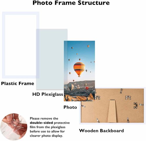 JCJMY 4x9 Picture Frame - White Wall & Tabletop Display | Shatter-Resistant Plexiglass, Horizontal/Vertical Mounting