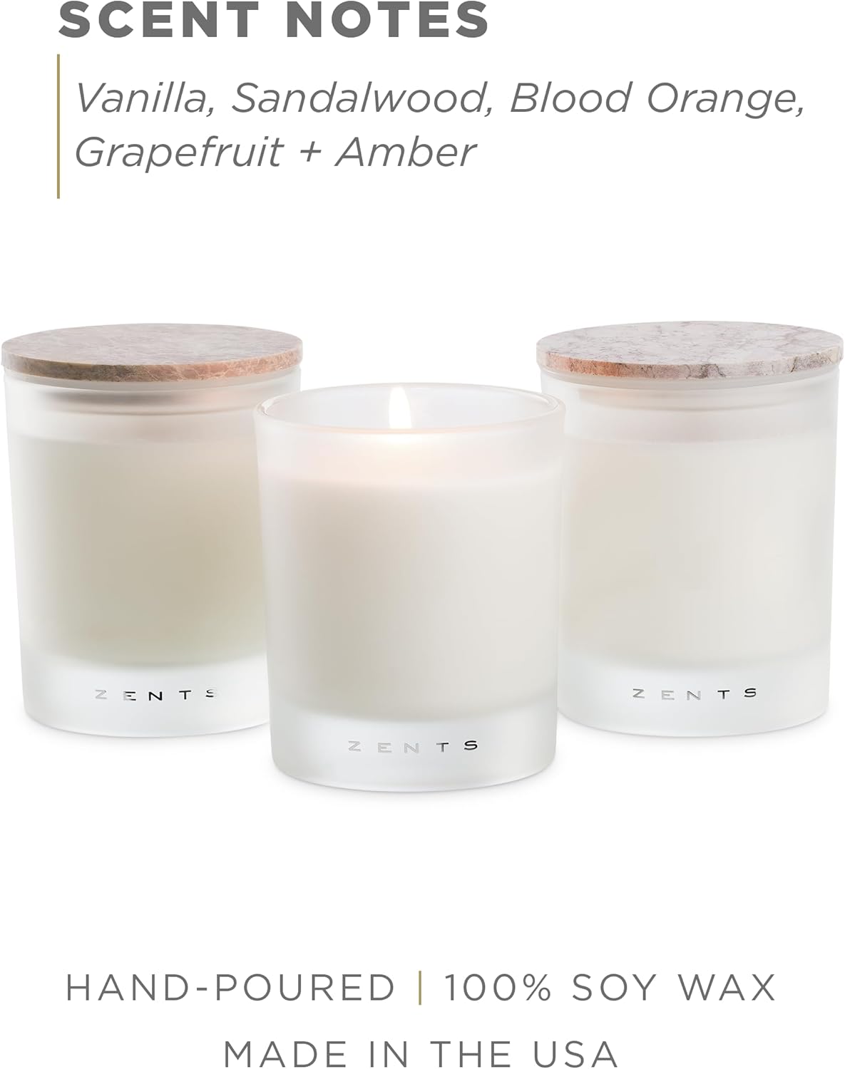 Zents Scented Soy Wax Candle (Earth - Sandalwood & Fir Needle), Large Jar Single Wick, Uplifting Home Decor Accent, 8.5 oz