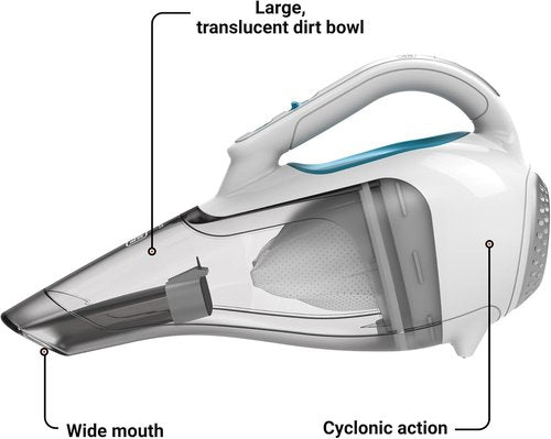 BLACK+DECKER Cordless Handheld Vacuum - Powerful Suction, Portable for Car & Home, Rechargeable, Wide Mouth