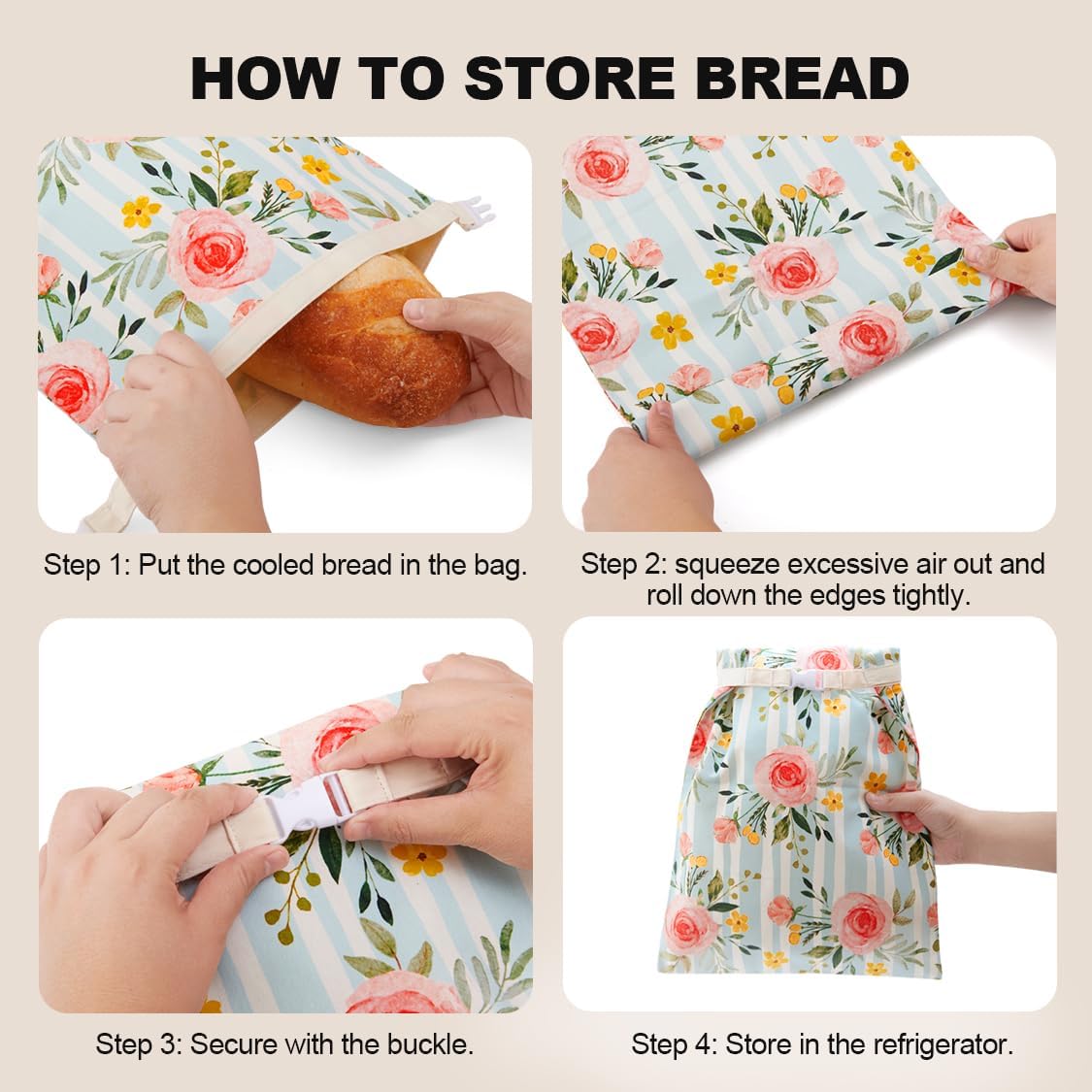 Wildwood Bloom Beeswax Bread Bags - 2 Pack Reusable Organic Cotton Sourdough Bags