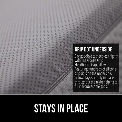 GORILLA GRIP Bed Wedge Pillow - Patented Design for Headboard Gap, High-Density Foam, King Size, Soft Gray