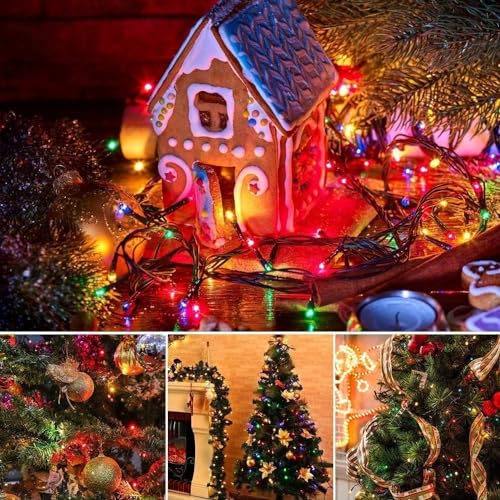 Marchpower Multicolor Battery Operated Christmas String Lights 132ft 300 LEDs 8 Modes Waterproof Outdoor Indoor
