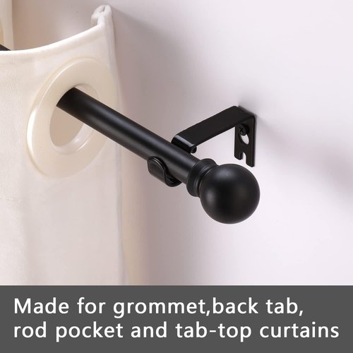 GXOACKJ Black Curtain Rods - Heavy Duty Metal Set for Windows 28-78 Inches | 5/8 Inch Diameter, 2 Pack