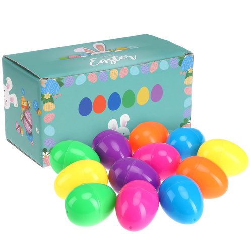 BILLMOSS Prefilled Easter Eggs with Mini Plush Toys, 12 Packs Easter Basket Stuffers Party Favors for Kids Easter Eggs Hunt (Pre-filled)