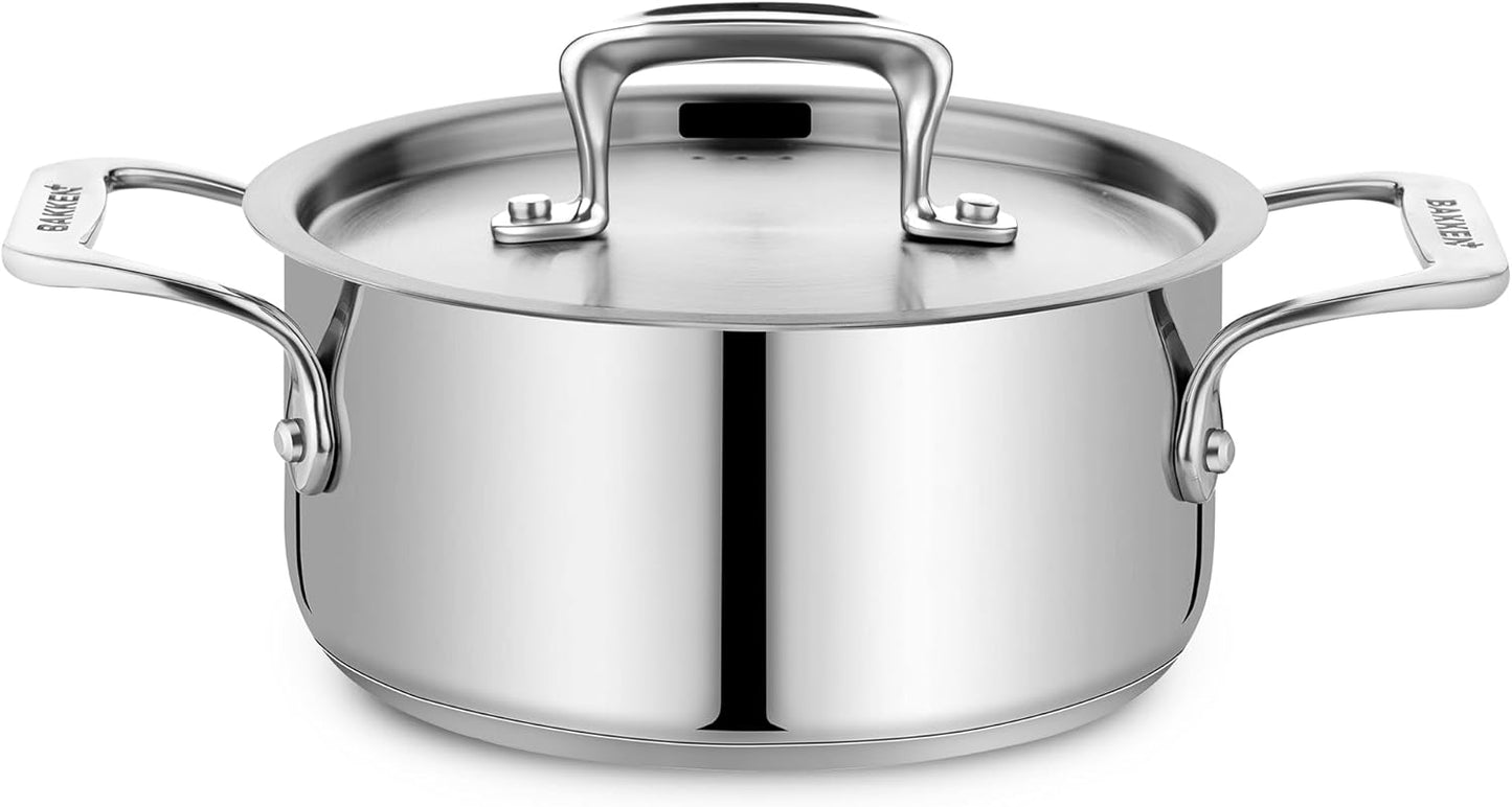Stainless Steel Stockpot by [Brand Name] - 2 Quart Durable Design with Impact-Bonded Base & Riveted Handles